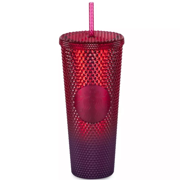 NEW Disneyland Geometric Starbucks Tumbler With Straw Red Cold Cup Disney Castle